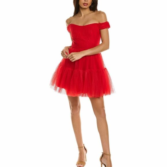 ML Monique Lhuillier Tulle Off The Shoulder Mini Dress size 6 - Picture 1 of 16